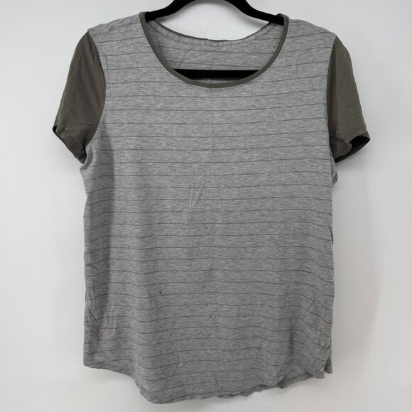 Lululemon Gray Striped Womens Tee - Picture 1 of 5